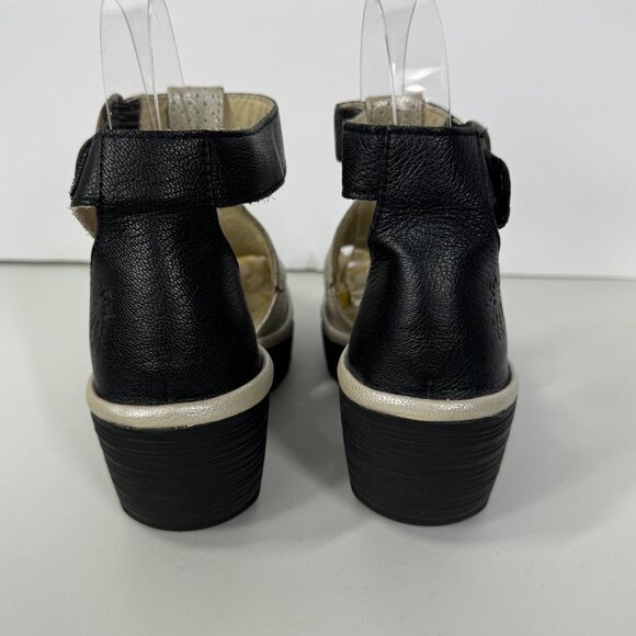Fly London Wedge Sandals Size 36/6 Open Toe Color Block Ankle Strap - Picture 6 of 15